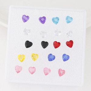 Korean Fashion Heart Shape Resin Ear Studs - One Box