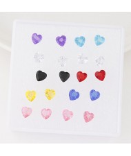 Korean Fashion Heart Shape Resin Ear Studs - One Box