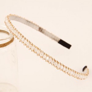 Korean Fashion Crystal Beading Hair Hoop - White