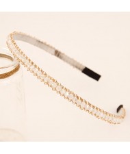 Korean Fashion Crystal Beading Hair Hoop - White