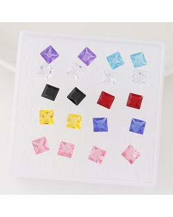 Korean Fashion Simple Square Shape Resin Ear Studs - One Box