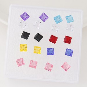 Korean Fashion Simple Square Shape Resin Ear Studs - One Box