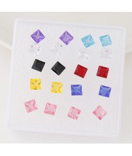 Korean Fashion Simple Square Shape Resin Ear Studs - One Box