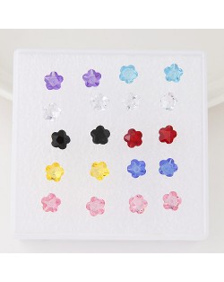 Korean Fashion Tiny Flower Shape Resin Ear Studs - One Box