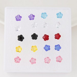 Korean Fashion Tiny Flower Shape Resin Ear Studs - One Box