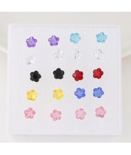 Korean Fashion Tiny Flower Shape Resin Ear Studs - One Box