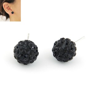 Korean Fashion Drilling Fashion Sweet Ball Shape Ear Studs - Black