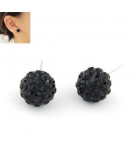 Korean Fashion Drilling Fashion Sweet Ball Shape Ear Studs - Black