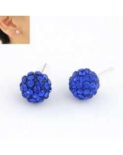 Korean Fashion Drilling Fashion Sweet Ball Shape Ear Studs - Blue