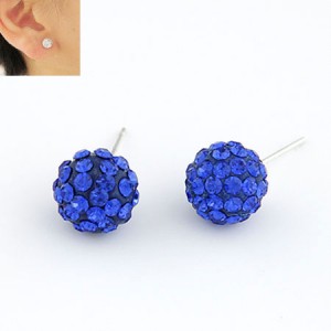 Korean Fashion Drilling Fashion Sweet Ball Shape Ear Studs - Blue