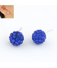 Korean Fashion Drilling Fashion Sweet Ball Shape Ear Studs - Blue