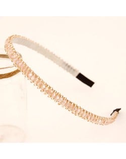 Korean Fashion Crystal Beading Hair Hoop - Pink