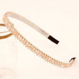 Korean Fashion Crystal Beading Hair Hoop - Pink