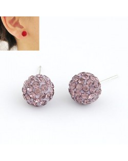 Korean Fashion Drilling Fashion Sweet Ball Shape Ear Studs - Pink