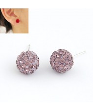 Korean Fashion Drilling Fashion Sweet Ball Shape Ear Studs - Pink