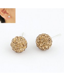 Korean Fashion Drilling Fashion Sweet Ball Shape Ear Studs - Brown