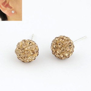 Korean Fashion Drilling Fashion Sweet Ball Shape Ear Studs - Brown