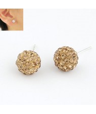 Korean Fashion Drilling Fashion Sweet Ball Shape Ear Studs - Brown
