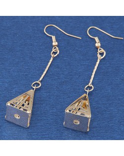Unique Dangling Hollow Triangles Design Alloy Fashion Earrings