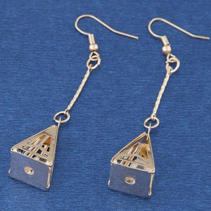 Unique Dangling Hollow Triangles Design Alloy Fashion Earrings