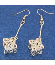 Ingenious Hollow Floral Design Dangling Cubic Fashion Earrings