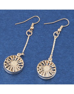 Hollow Chrisanthemum Dangling Fashion Alloy Earrings