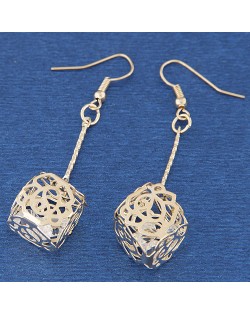 Hollow Water Lily Dangling Alloy Fashion Earrings