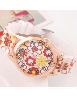 Cute Assorted Cartoon Flowers Silicone Women Wrist Watch