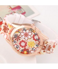 Cute Assorted Cartoon Flowers Silicone Women Wrist Watch