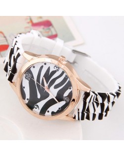 Zebra Prints Fashion Silicone Women Wrist Watch