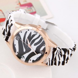Zebra Prints Fashion Silicone Women Wrist Watch