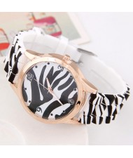 Zebra Prints Fashion Silicone Women Wrist Watch