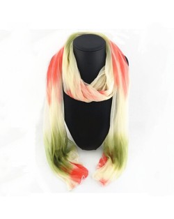 Red and Green Gradient Color Style Fashion Scarf Necklace