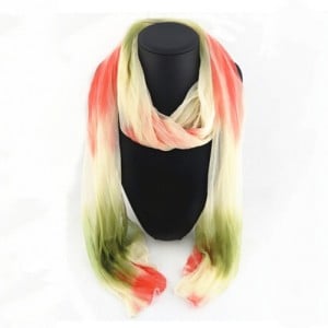 Red and Green Gradient Color Style Fashion Scarf Necklace
