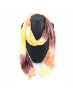 Brown and Yellow Gradient Color Style Fashion Scarf Necklace