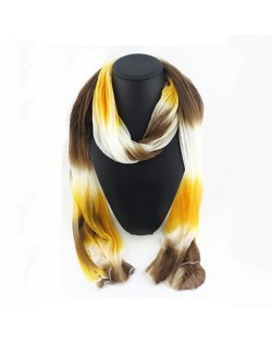 Coffee and Yellow Gradient Color Style Fashion Scarf Necklace