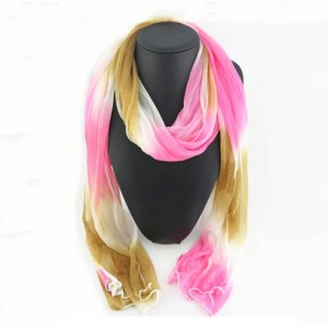 Pink and Brown Gradient Color Style Fashion Scarf Necklace