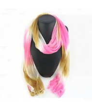 Pink and Brown Gradient Color Style Fashion Scarf Necklace