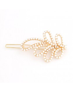 Pearls All-over Style Leaves Hair Clip