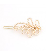 Pearls All-over Style Leaves Hair Clip