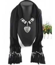 Classic Pearl and Alloy Heart Pendant Fashion Scarf Necklace - Blue