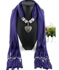 Classic Alloy Heart Pendant Fashion Scarf Necklace - Purple