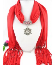 Snowflake Pendant Red Fashion Scarf Necklace