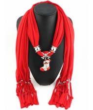 Christmas Stocking Pendant Red Fashion Scarf Necklace