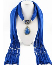 Folk Fashion Waterdrop Pendant Scarf Necklace - Royal Blue