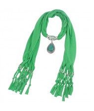 Folk Fashion Waterdrop Pendant Scarf Necklace - Green