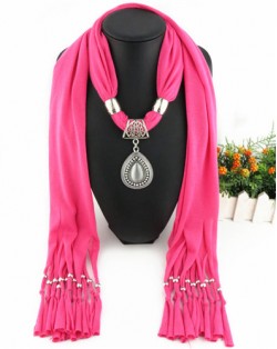 Folk Fashion Waterdrop Pendant Scarf Necklace - Rose