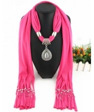 Folk Fashion Waterdrop Pendant Scarf Necklace - Rose