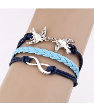 Peace Doves and Infinite Symbol Pendants Multi-layer Weaving Fashoion Bracelet