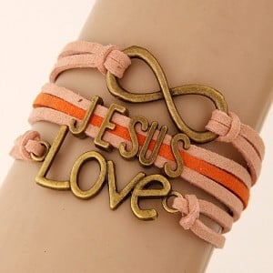 Jesus Love and Infinite Sign Pendants Multi-layer Weaving Fashoion Bracelet